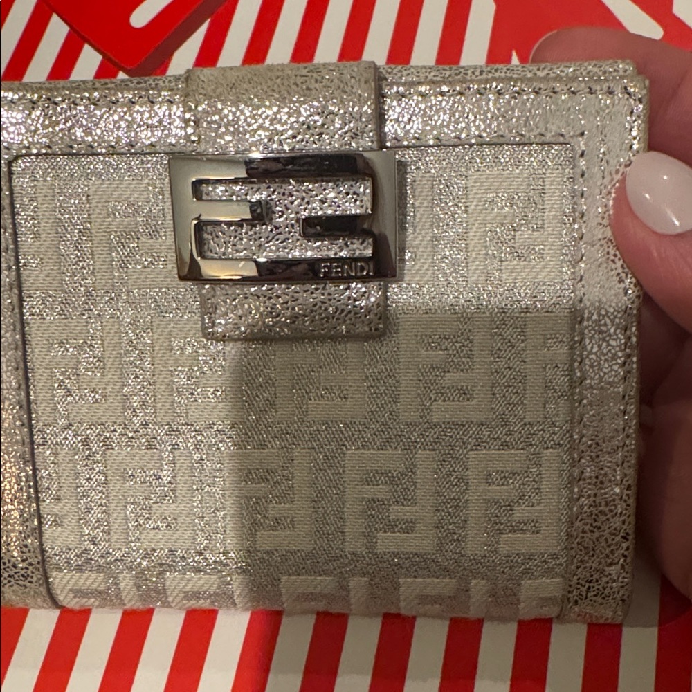 Fendi Silver and White Wallet